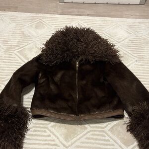 Urban Outfitters Dark Brown Faux Fur Jacket